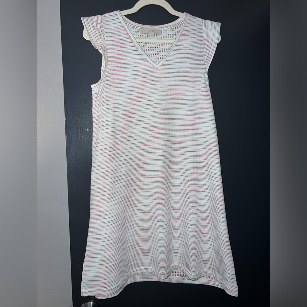 LOFT Striped Sleeveless Dress - multi color